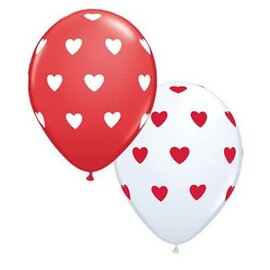 Betallatex Big Hearts Red & White Assortment Latex Balloons by Qualatex 50 Count