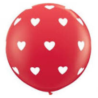 Qualatex Big Hearts-A-Round Red  36 Inch Latex Balloons 2 Count