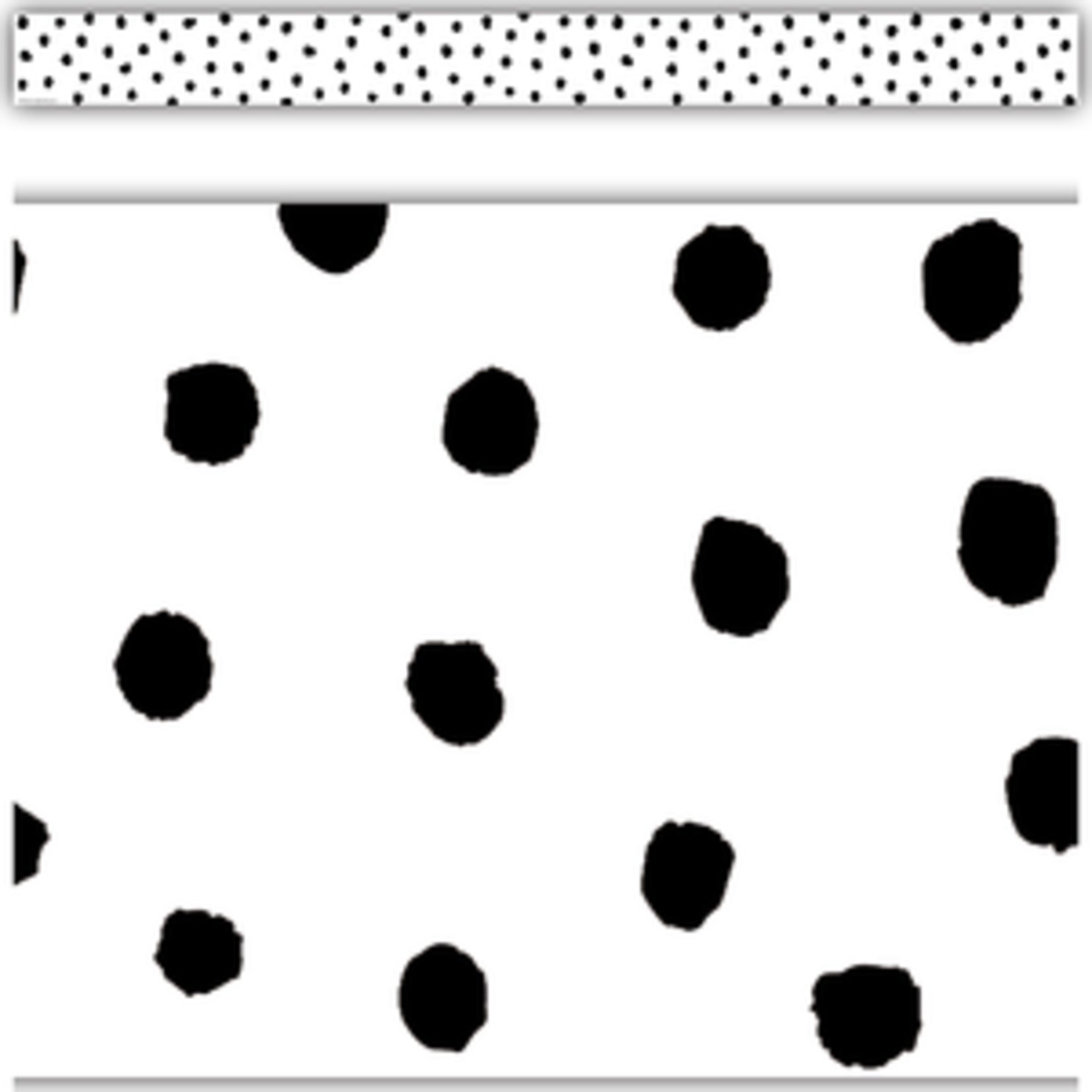 Teacher Created Resources Black Painted Dots on White Straight Border Trim [TCR7083]