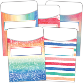 Teacher Created Resources Watercolor Library Pockets - Multi-Pack