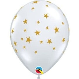 Qualatex Contemporary Gold Stars on Clear Latex 11 Inch Latex Balloons 50 count