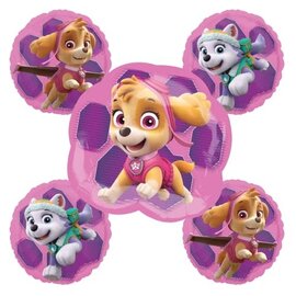 Paw Pup Patrol Balloons -  Girl Themed Happy Birthday Everest And Skye Balloon Bouquet