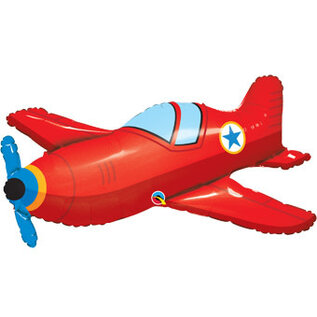 Qualatex Red Vintage Airplane 36 inch Shape Flat Foil Balloon
