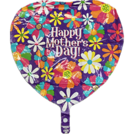 Happy Mother's Day Heart Shaped 20 Inch Foil Mylar Balloon