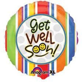 Classic Balloon Corporation Get Well Soon! Smiley Face 18 Inch Foil Mylar Balloon