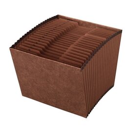 Office Depot Faux Leather Expanding File, A-Z, 21 Pockets, Letter Size (8-1/2" x 11"), 1-3/4" Expansion, Brown