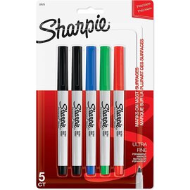 Sanford Brands Sharpie 37675PP Permanent Markers, Ultra Fine Point, Assorted Colors, 5 Count