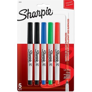 Sanford Brands Sharpie 37675PP Permanent Markers, Ultra Fine Point, Assorted Colors, 5 Count