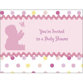 HALLMARK Tickled Pink Baby Shower Invitations 8 Pack