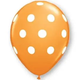 Qualatex Orange with White Polka Dots Latex Balloons 12 Pack by Qualatex