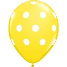 Qualatex Yellow with White Polka Dots Latex Balloons 12 Pack by Qualatex