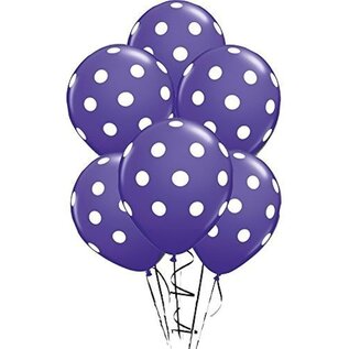 Qualatex Purple Violet with White Polka Dots Latex Balloons 12 Pack by Qualatex