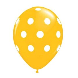 Qualatex Goldenrod  with White Polka Dots Latex Balloons 12 Pack by Qualatex