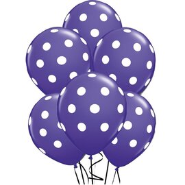 Qualatex Quartz Purple with White Polka Dots Latex Balloons 12 Pack by Qualatex