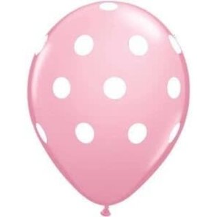 Qualatex Pink with White Polka Dots Latex Balloons 12 Pack by Qualatex