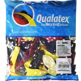 Qualatex Assorted Jewel Tone with White Big Polka Dots 11 inch Latex Balloons 50 Count by Qualatex