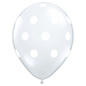 Qualatex Clear with White Big Polka Dots 11 inch Latex Balloons 50 Count by Qualatex