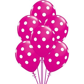 Qualatex Wild Berry with White Polka Dots Latex Balloons 12 Pack by Qualatex