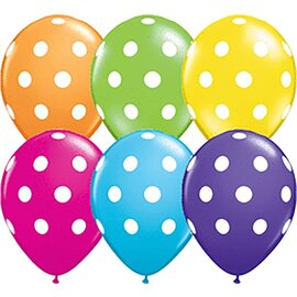Qualatex Tropical Assorted Colors Big Polka Dots 16 inch Latex Balloons 50 Count by Qualatex