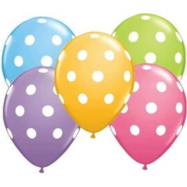 Qualatex Pastel Assorted Colors Big Polka Dots 16 inch Latex Balloons 50 Count by Qualatex