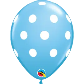 Qualatex Light Blue with White Polka Dots Latex Balloons 12 Pack by Qualatex