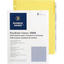 Business Source Business Source Insertable Tab Index Dividers Letter Size - 5-Tab - Clear - 3-Hole Punched - Paper - 1 Set/ Pack