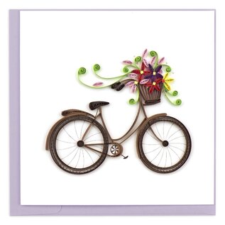 QUILLING CARDS, INC Quilled Bicycle with Flower Basket All Occasion Greeting Card