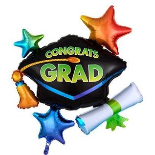 Anagram Congrats Grad Cap Cluster 31 Inch Foil Mylar Balloon