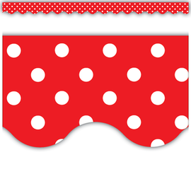 Teacher Created Resources Red Polka Dots Scalloped Border Trim