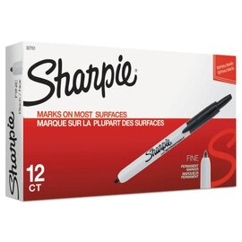 Sanford Brands Sharpie Retractable Permanent Marker, Fine Bullet Tip, Black, 12/Pack