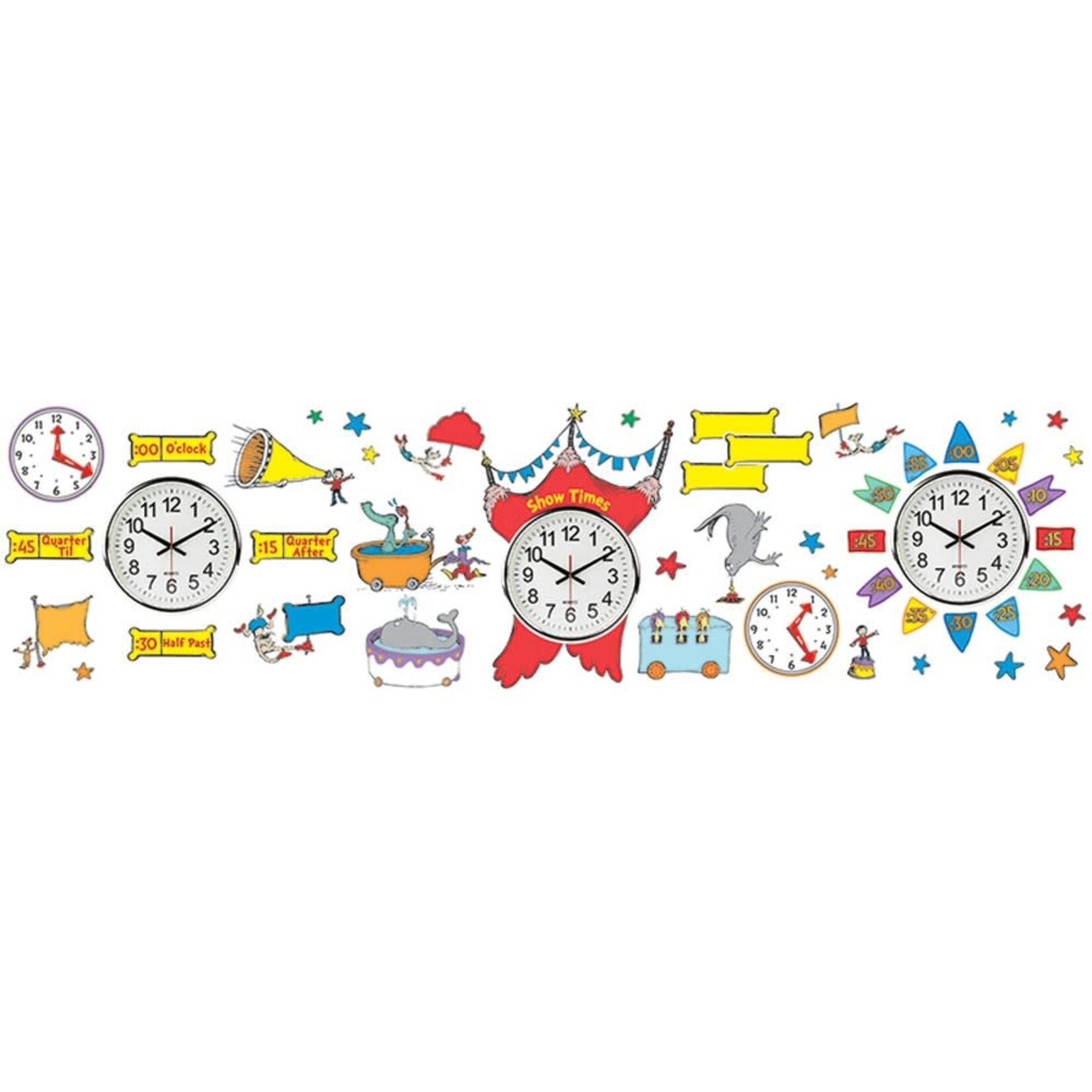 EUREKA Dr Seuss - If I Ran The Circus Telling Time Bulletin Board Set [P847156]