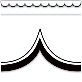 Teacher Created Resources White with Black Scalloped Die-Cut Border Trim