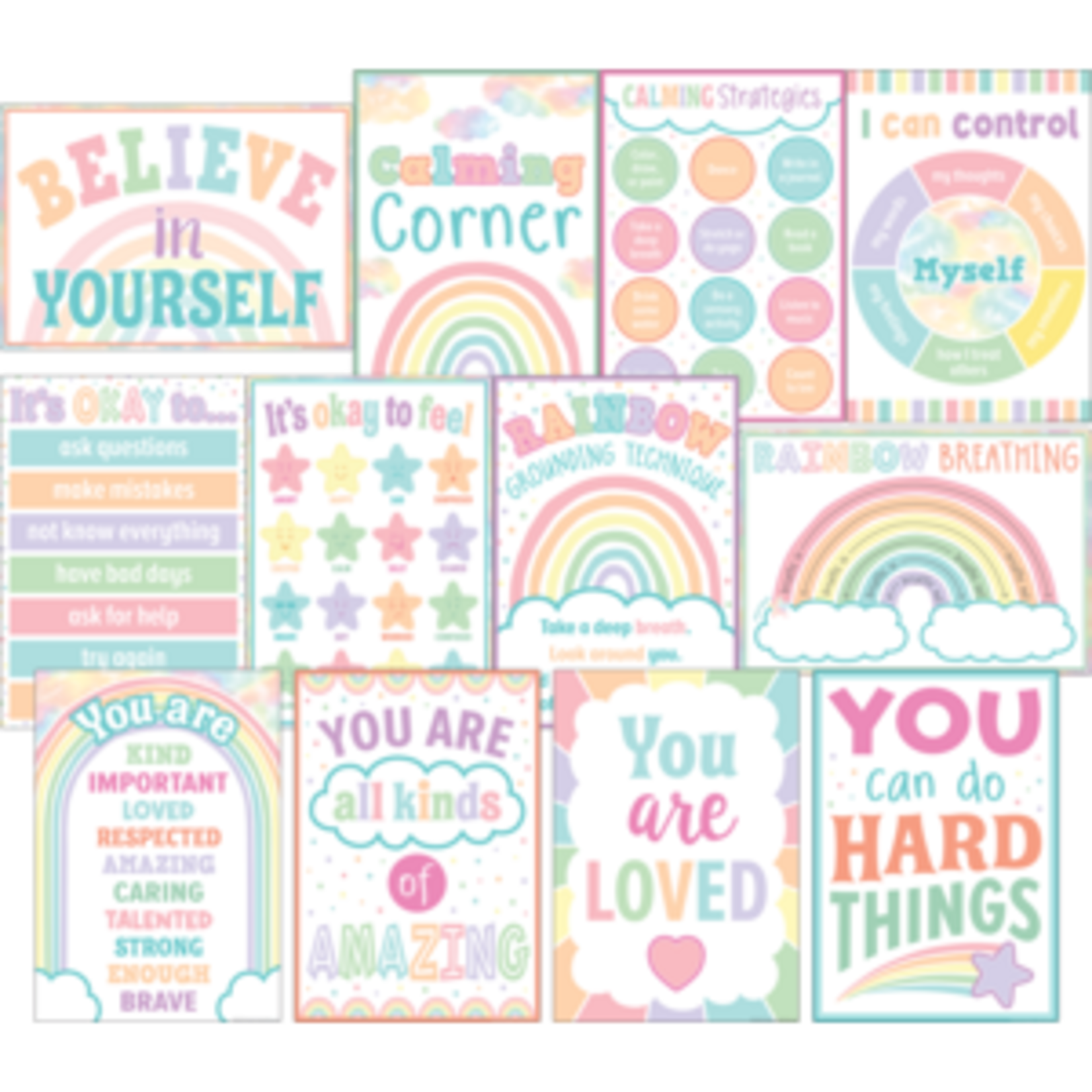 Teacher Created Resources Pastel Pop Calming Strategies Small Poster Pack [TCR8439]