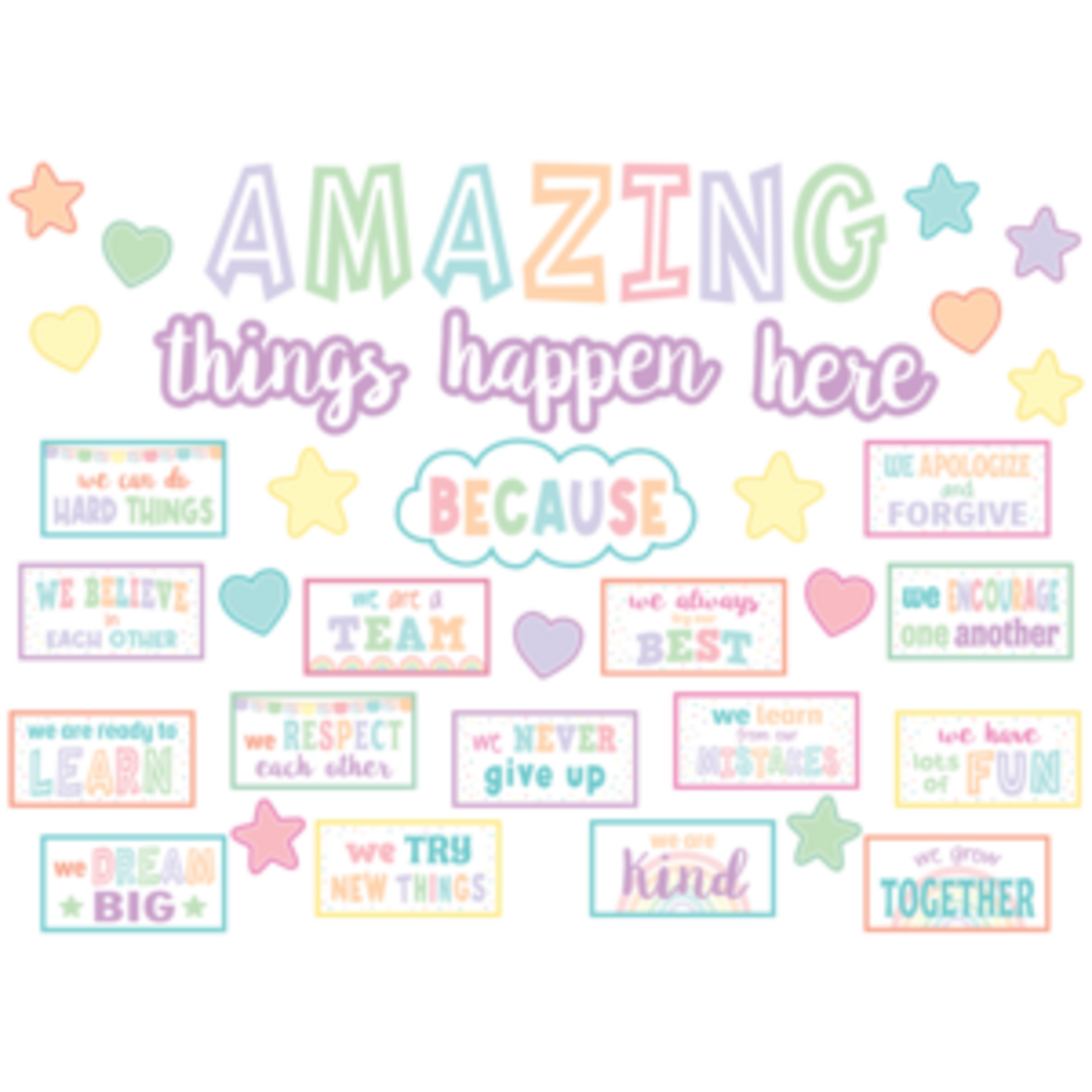Teacher Created Resources Pastel Pop Amazing Things Happen Here Bulletin Board [TCR8413]