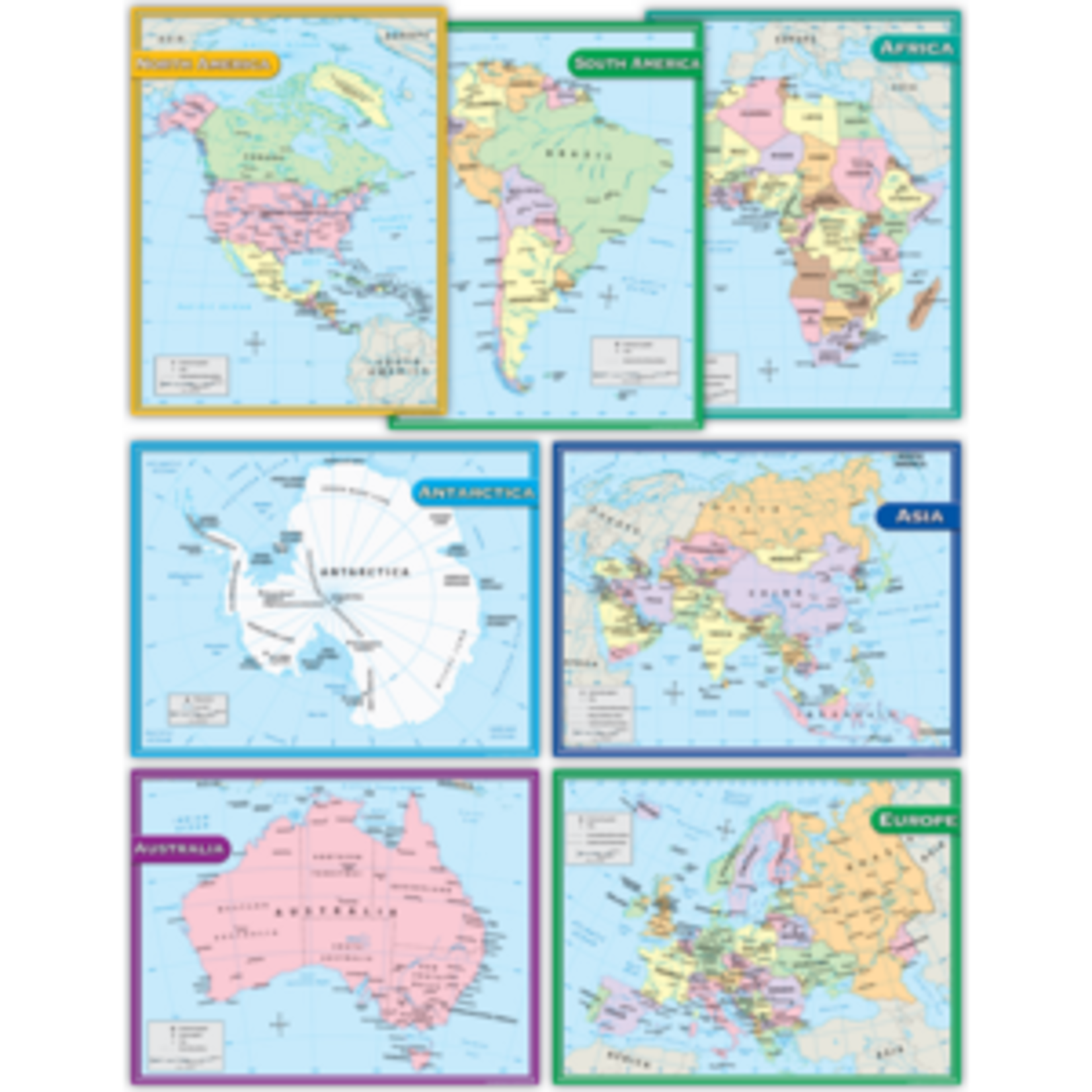 Teacher Created Resources Continents Charts Set (7 charts) [TCR9899]