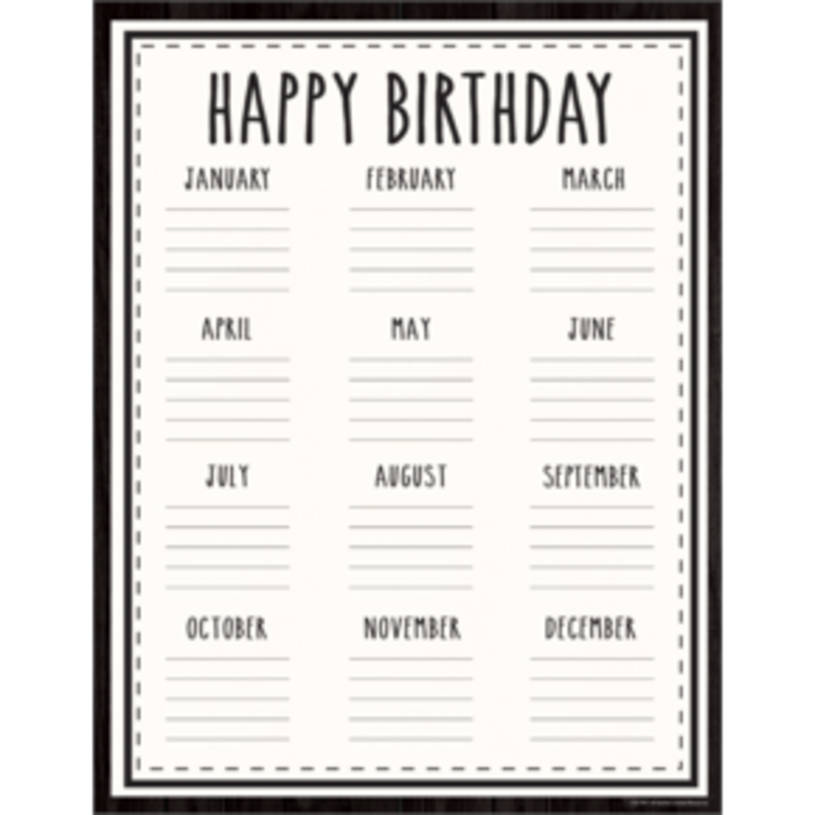 Teacher Created Resources Modern Farmhouse Happy Birthday Chart 17x22 [TCR7997]