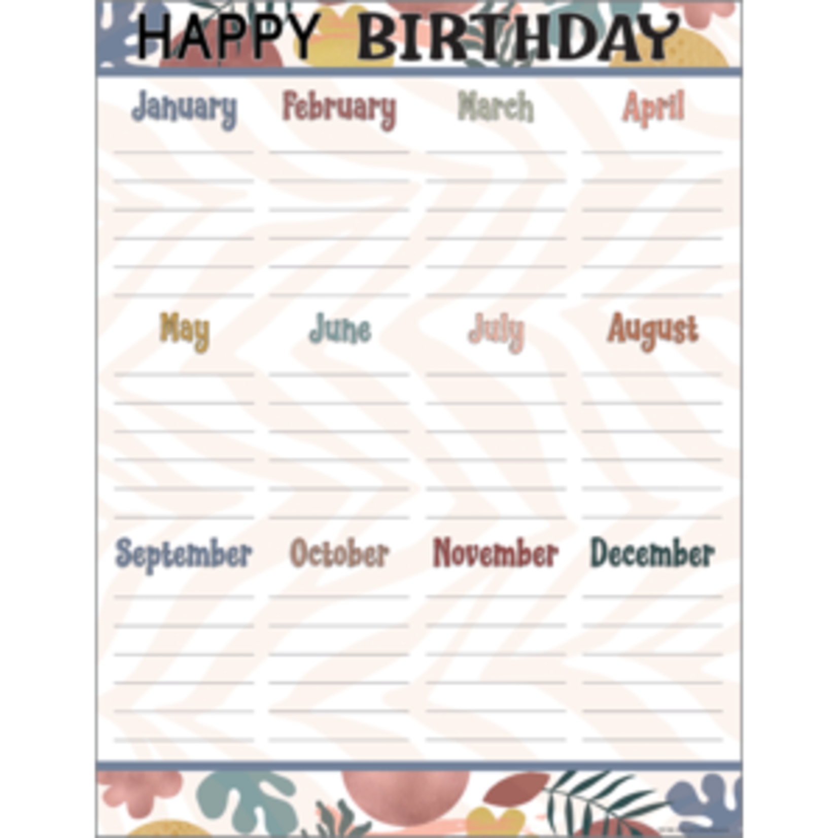 Teacher Created Resources Wonderfully Wild Happy Birthday Chart 17x22 [TCR7482]