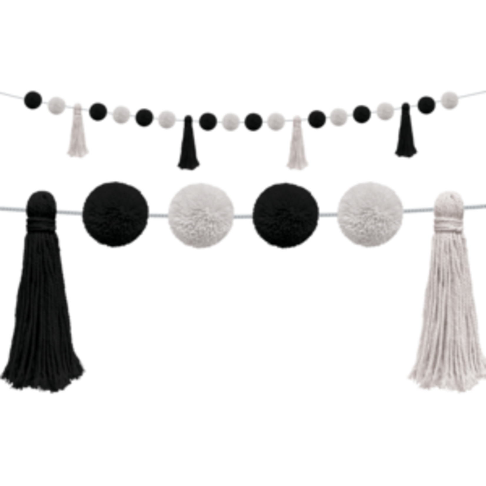 Teacher Created Resources Black and White Pom-Poms and Tassels Garland [TCR8902]