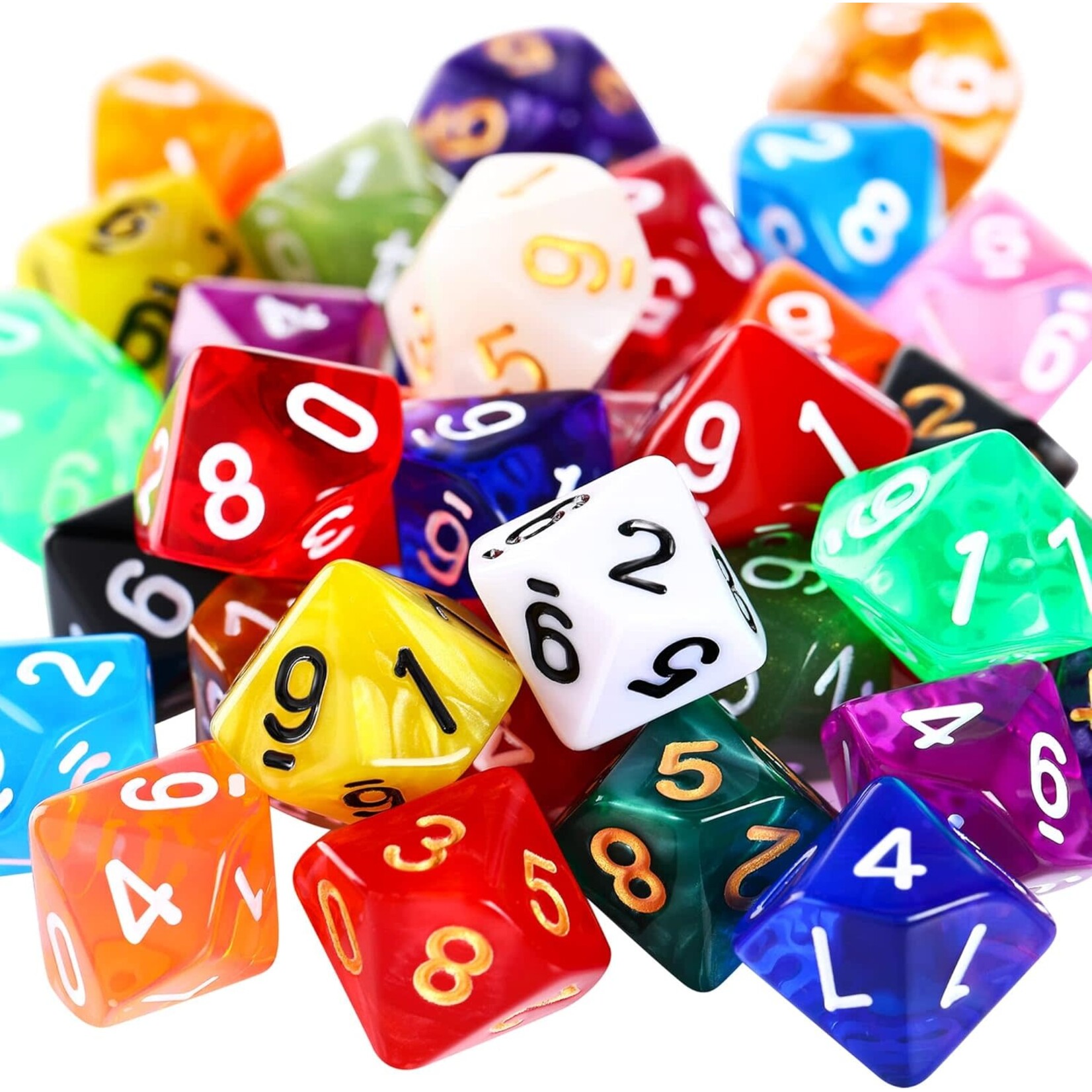 SKYLETY Polyhedral Dice Set with Black Pouch Polyhedral Dice Compatible with DND RPG MTG Table Games Multi Colored Assortment (100, 10 Sided Style) [B09JSXKPDX]