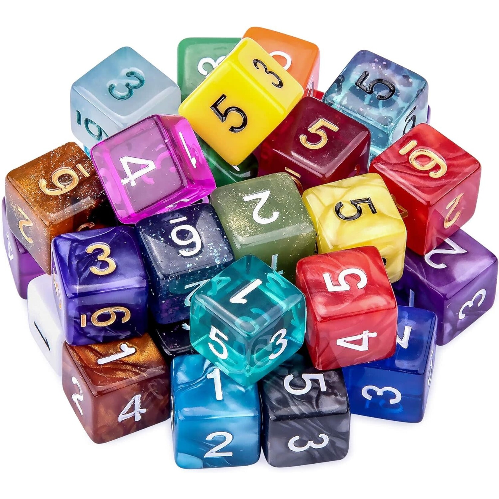 AUSTOR AUSTOR 35 Pieces Dices 6 Sided Polyhedral Dice Set Mixed Color 6 Sides Dice Assortment with a Black Velvet Storage Bag for DND RPG MTG Table Games [B08YJC2JN8]