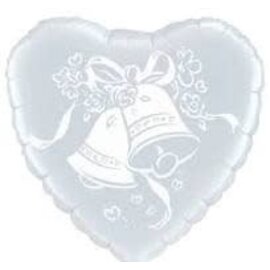 Qualatex Wedding Bells 18 Inch Heart Shaped Foil Mylar Balloon