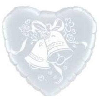 Qualatex Wedding Bells 18 Inch Heart Shaped Foil Mylar Balloon