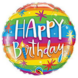 Qualatex Happy Birthday Colorful Stripes 18 Inch Foil Mylar Balloon
