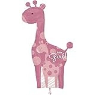 It's a Girl Pink Giraffe 42 Inch Foil Mylar Balloon