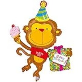 Betallic Party on Happy Birthday Monkey 49" Mylar Balloon Large