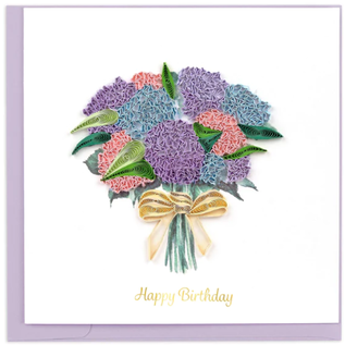QUILLING CARDS, INC Quilled Hydrangea Bouquet Birthday Greeting Card