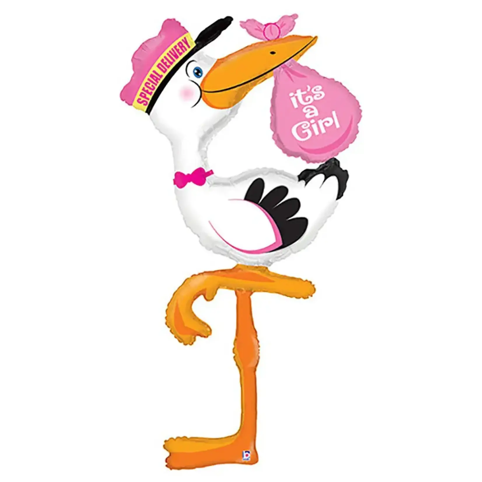 Betallic Special Delivery Girl Stork 5 Foot Tall Foil Mylar Balloon [85760]