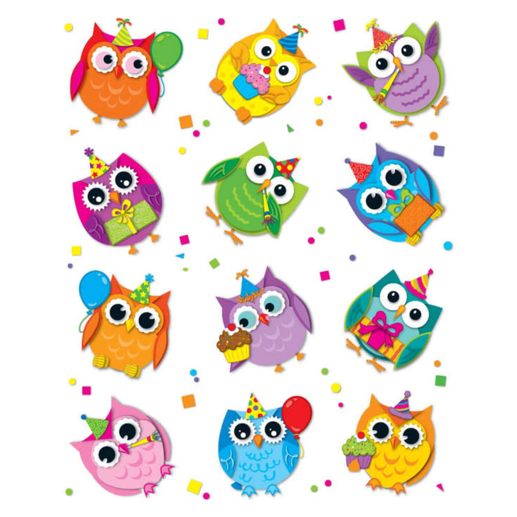 Carson-Dellosa Publishing Group Celebrate with Colorful Owls Shape Stickers [CD168145]