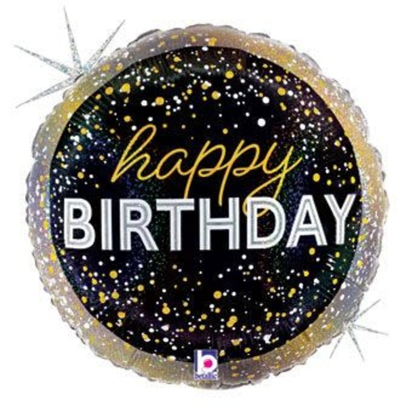 Glitter Metallic Holographic Happy Birthday 18 Inch Foil Mylar Balloon [26370]