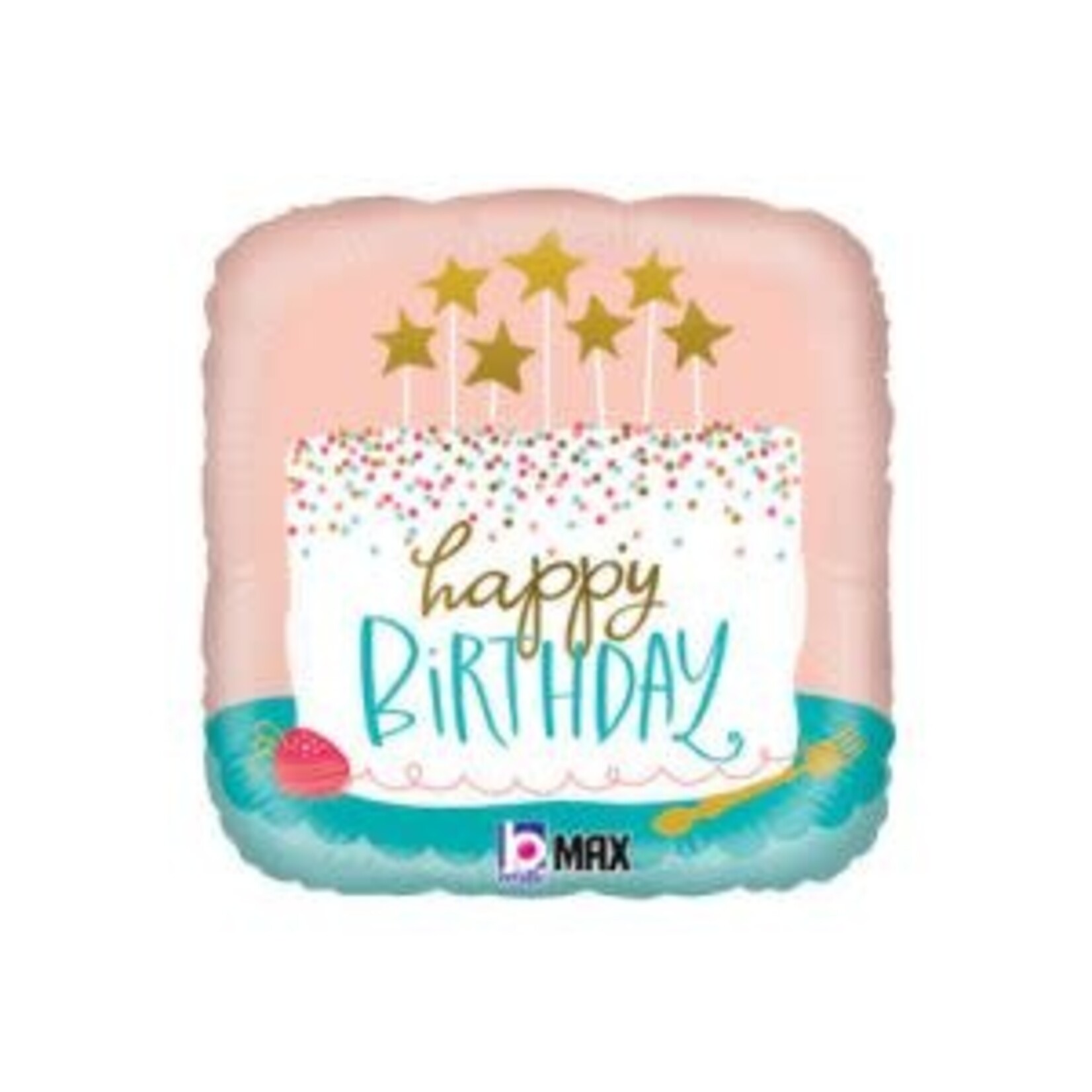 Betallic Confetti Cake Holographic Square Happy Birthday 18 Inch Foil Mylar Balloon [26118]
